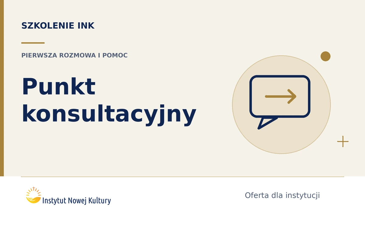 Punkt konsultacyjny w gminie &ndash; pierwsza rozmowa, kierowanie do pomocy i granice wsparcia - grafika szkolenia